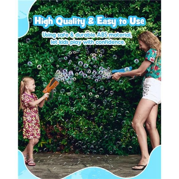 Bubble Gun Machine for Kids - Bubble Blower with 8-Hole Wands & LED Light - Picture 5 of 6